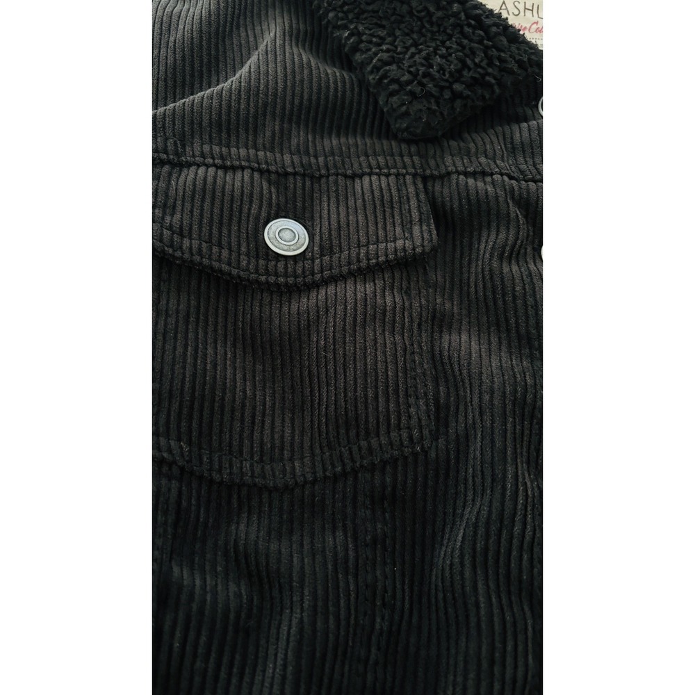 Ashley By 26 International Black Corduroy Jacket with Black Sherpa Collar Large - Picture 7 of 16